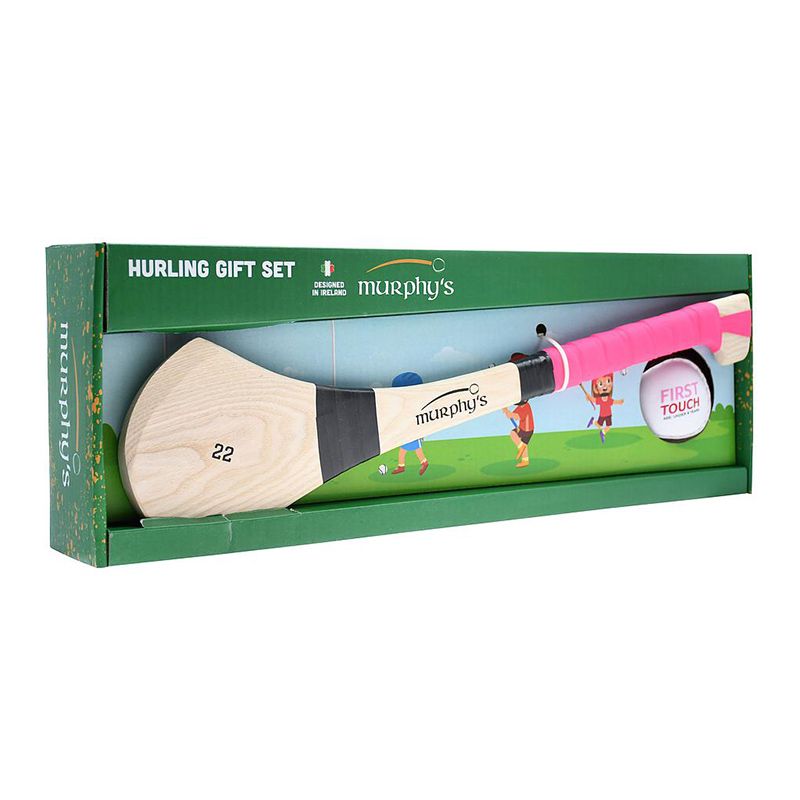 Pink Blue Murphy's Hurley Gift Set including an ash hurl and soft hurling ball from O'Neills