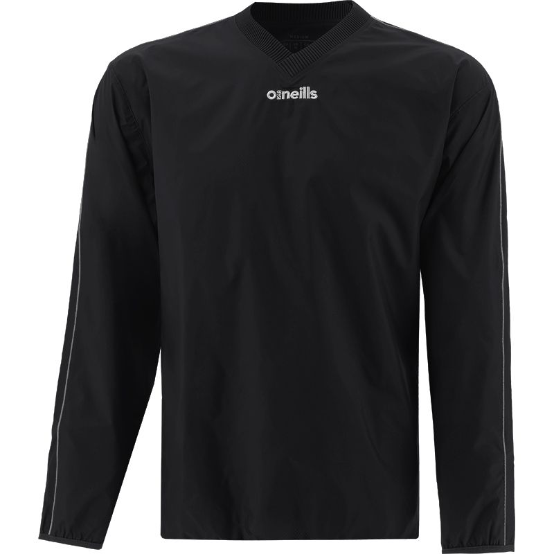 Black Kids' Hurricane Pullover Windcheater with side pockets and v neck collar by O’Neills.