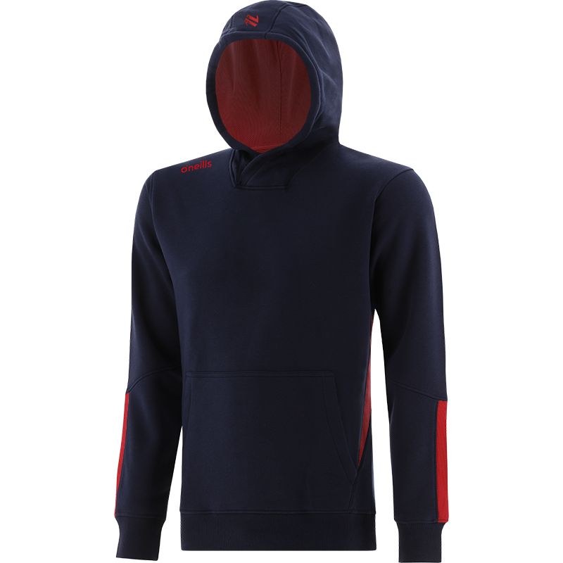 Marine and Red Kids' Jenson Pullover Fleece Hoodie with pouch pocket by O’Neills.