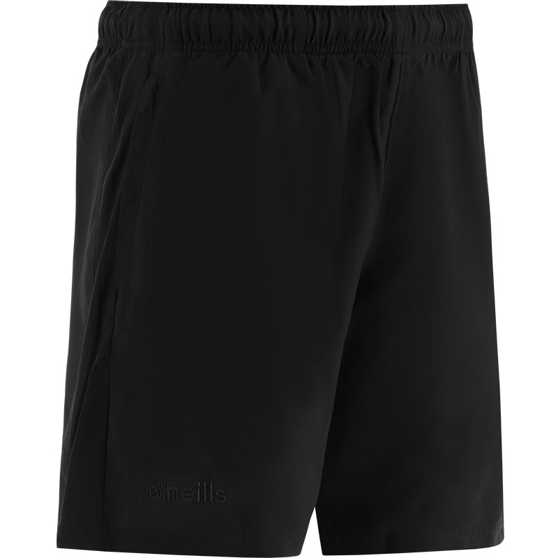 Black Kids' Jenson Woven Shorts with two zip pockets by O’Neills.