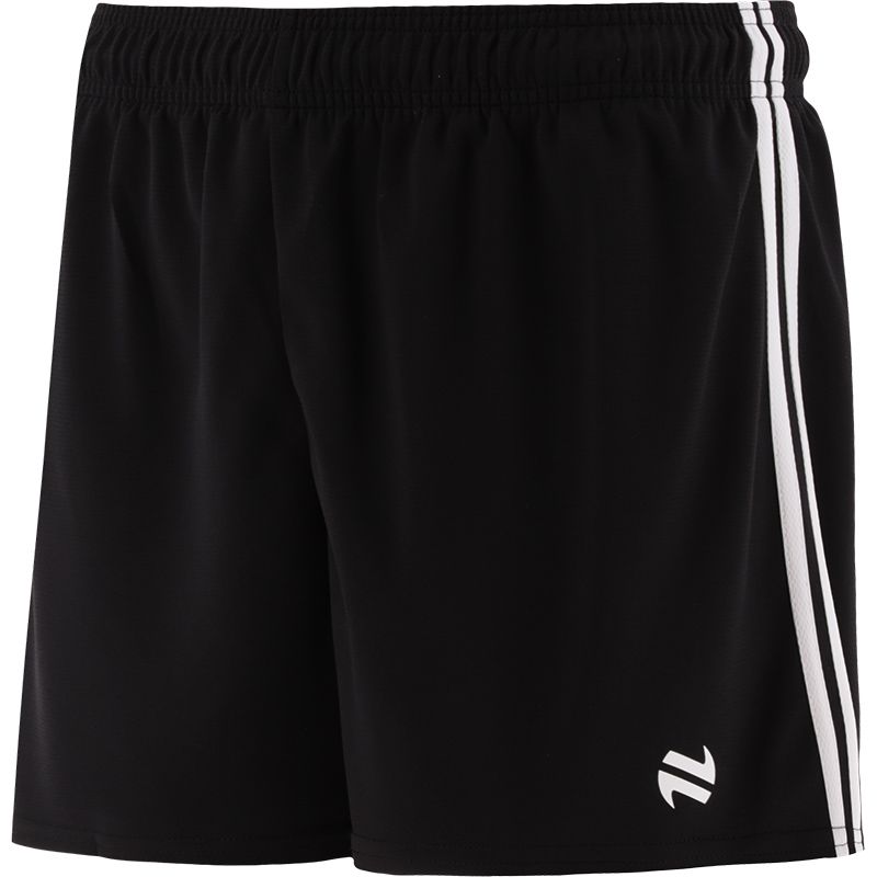 Black Kids’ O’Neills Kai Shorts with White stripes on each leg and O’Neills logo.