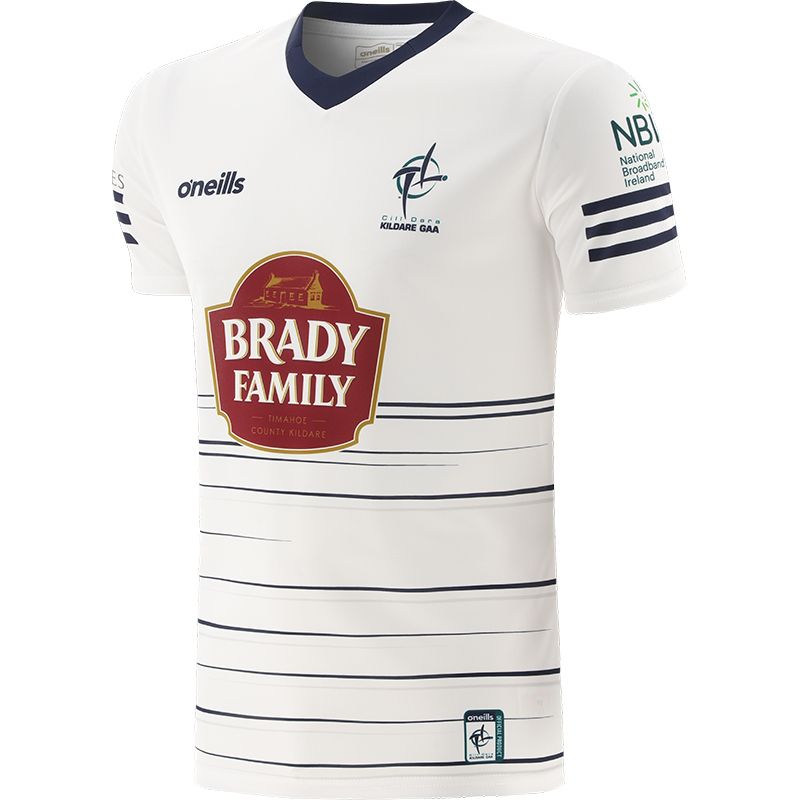 White Kildare GAA Training top with sponsor logo by O’Neills.