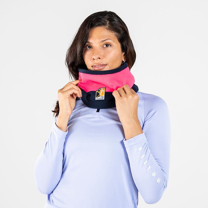 Kilkenny pink and marine reversible snood from O'Neills.