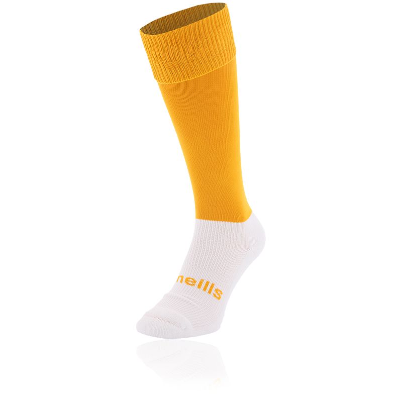 Amber knee high sports socks with seamless toe and cushioned soles by O’Neills.