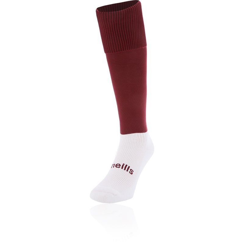 maroon Koolite Max socks with a white foot from O'Neills