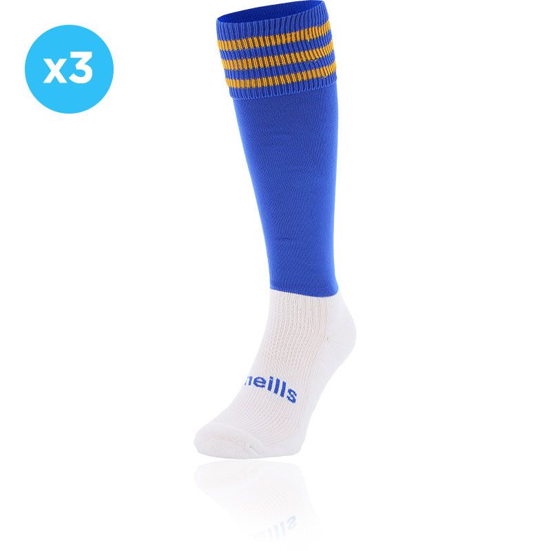 Royal and Amber knee high sports socks 3 Pack with seamless toe and cushioned soles by O’Neills.