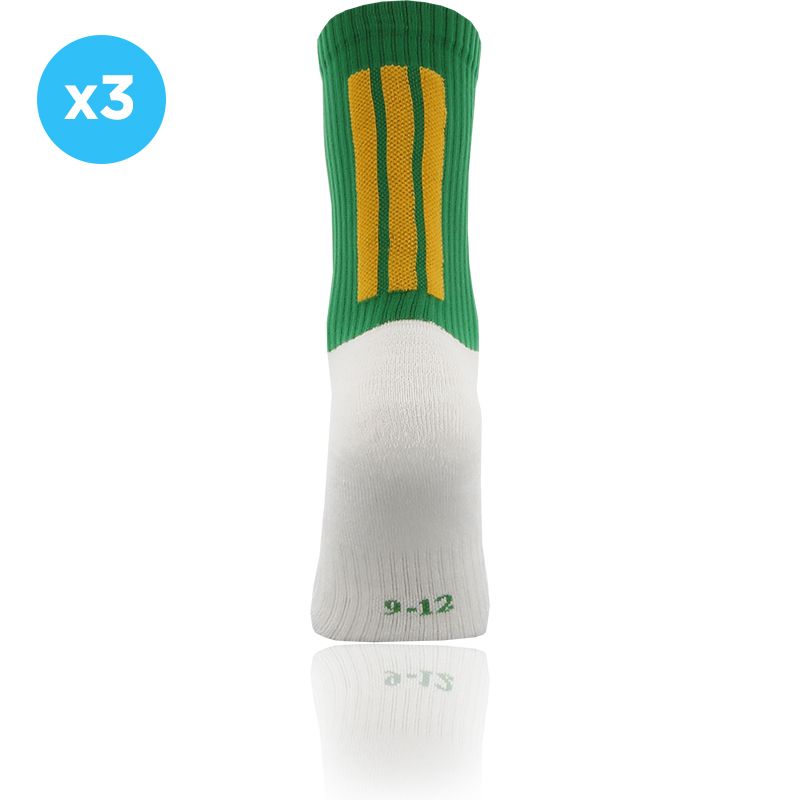 Kids' Green and amber Koolite Max Midi socks 3 Pack infused with COOLMAX ® technology from O'Neills