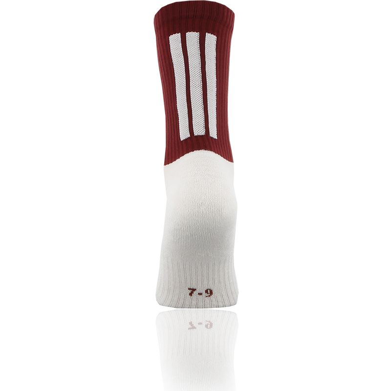 maroon and white Koolite Max Midi socks infused with COOLMAX ® technology from O'Neills
