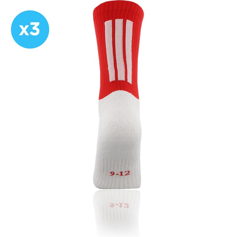 Red / White Koolite Max Grip 3 Pack socks with sole and heel traction from oneills.com