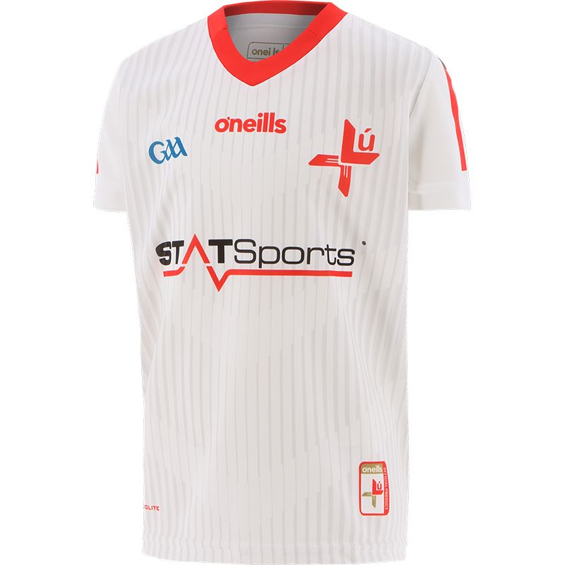 White Louth GAA Away Jersey with sponsor logo by O’Neills.