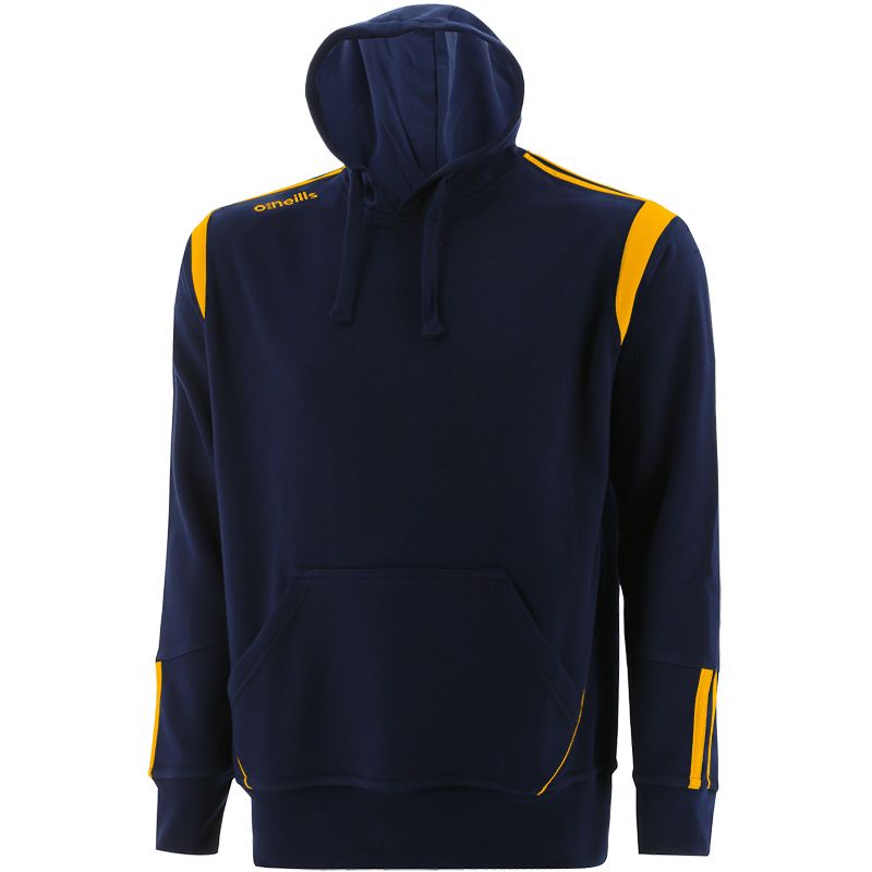Navy and amber men's overhead fleece hoodie with front pouch pocket by O'Neills.