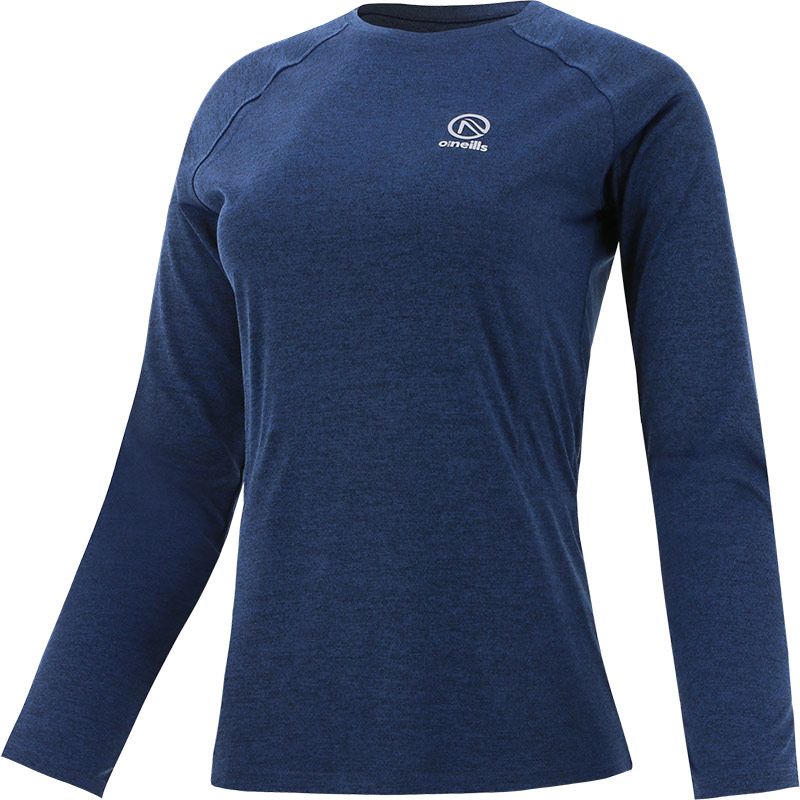 Navy girls long sleeve top with shaped waist and reflective logo by O’Neills.