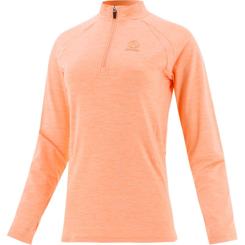 Orange women’s brushed half zip top with a zip pocket on the back and cosy inner lining by O’Neills.