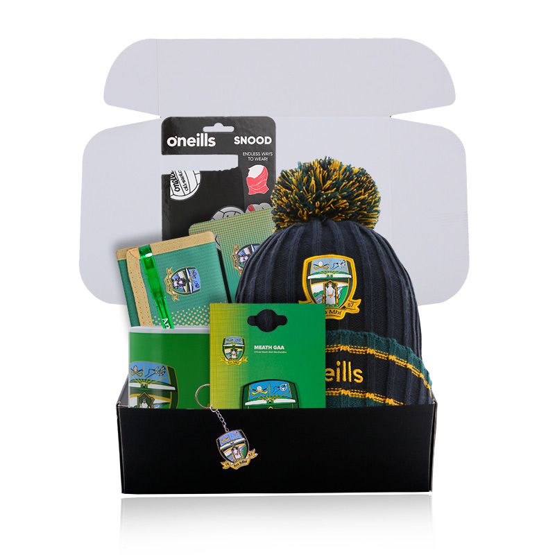 Meath GAA Gift Box with Meath accessories packaged in a gift box by O’Neills.