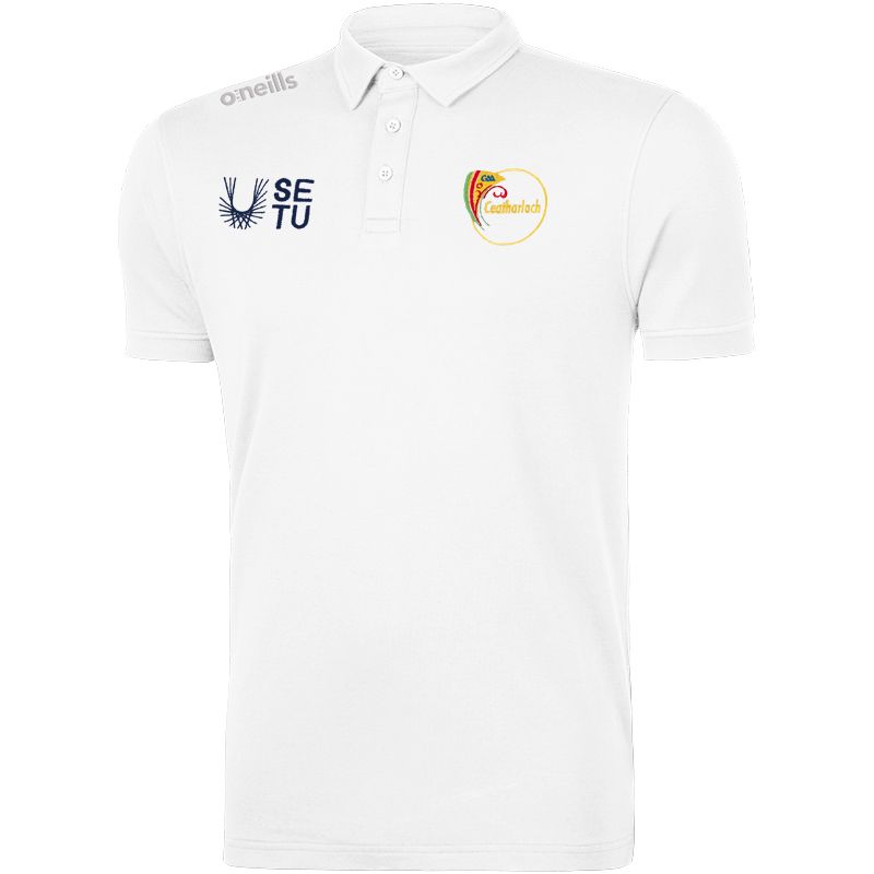 Carlow GAA White Pima Cotton Polo with County crest from O'Neills.