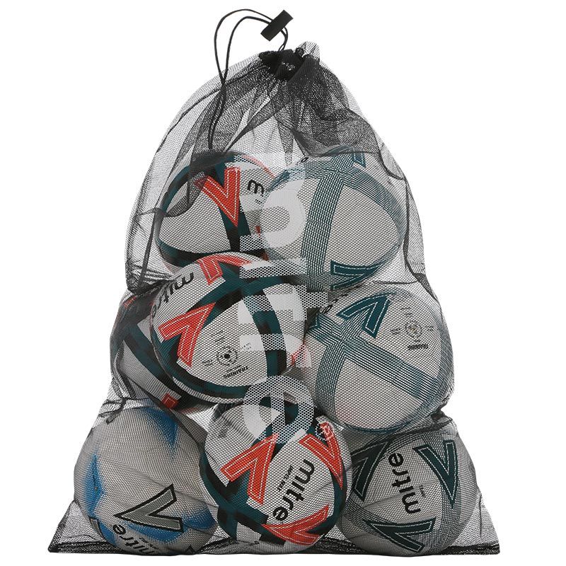 black mesh Mitre ball carry bag with a quick and easy cord closure system from O'Neills
