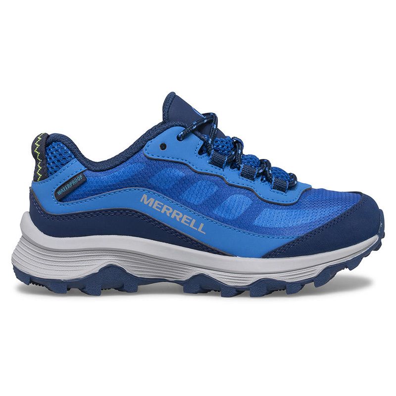 Kids' Blue Merrell Moab Speed Low Waterproof GS Trainers, with synthetic upper from O'Neills.