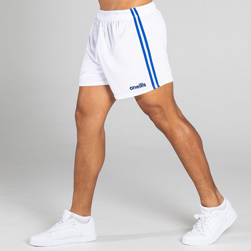 White/Royal Blue 2 Stripe Mourne Shorts by O'Neills.