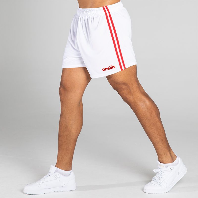 White/Red 2 Stripe Mourne Shorts by O'Neills.