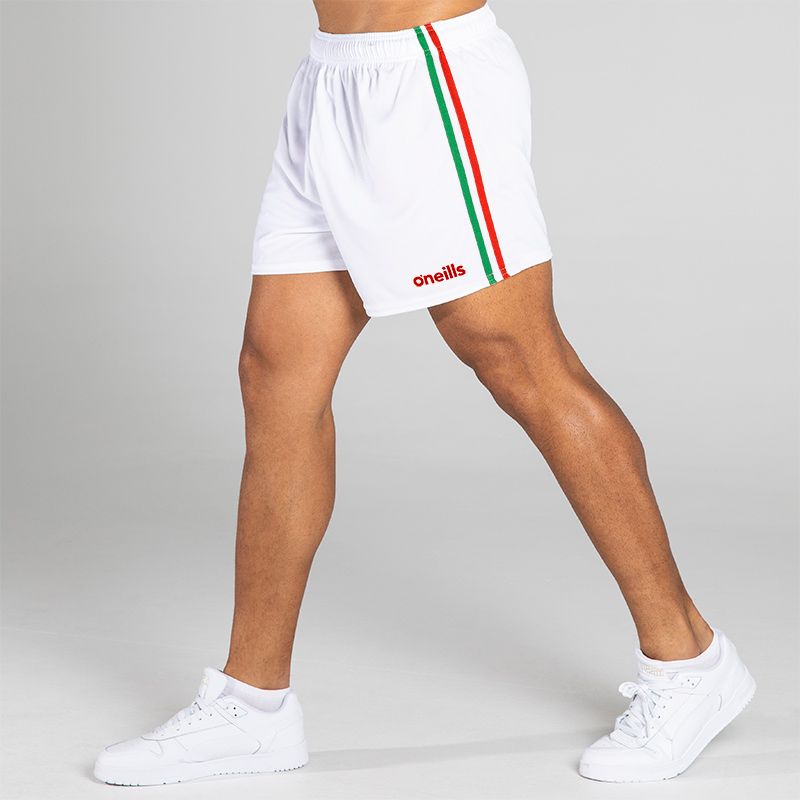 White/Red/Green 2 Stripe Mourne Shorts by O'Neills.