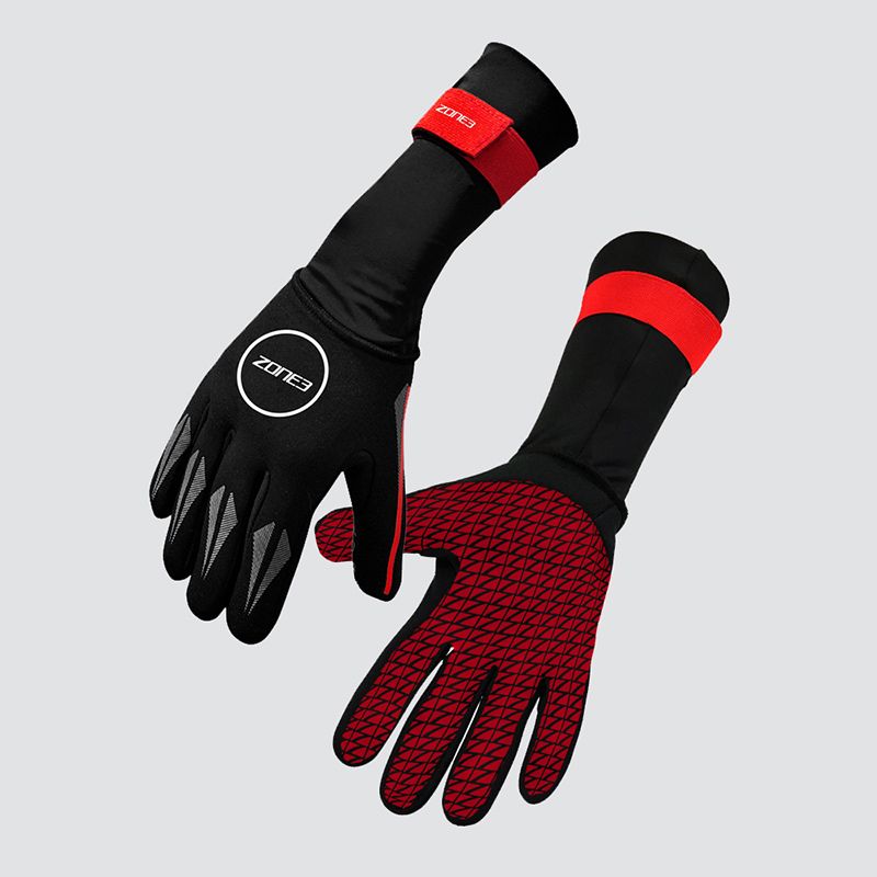 Zone3 Neoprene Swim Gloves Black / Red