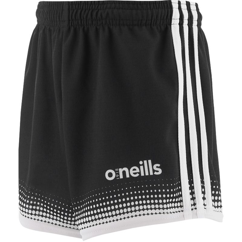 Black Kids' Mourne Shorts with white stripes and a modern design from O'Neills