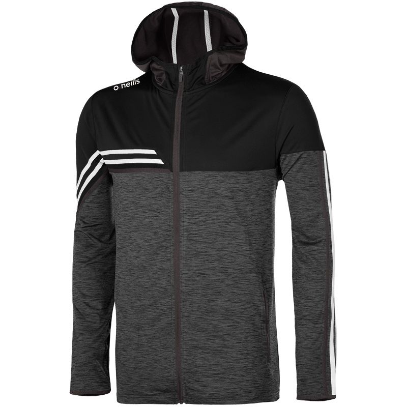 black and white Nevis full zip hooded top with 3 stripes from O'Neills