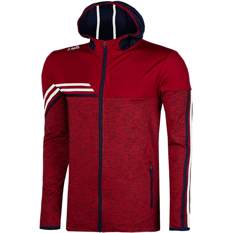 red, marine and white Nevis full zip hooded top with three stripes from O'Neills
