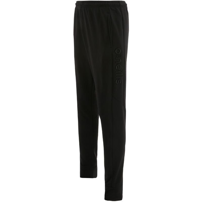 Black boys' fleece skinny joggers with embroidered logo on left leg by O'Neills.