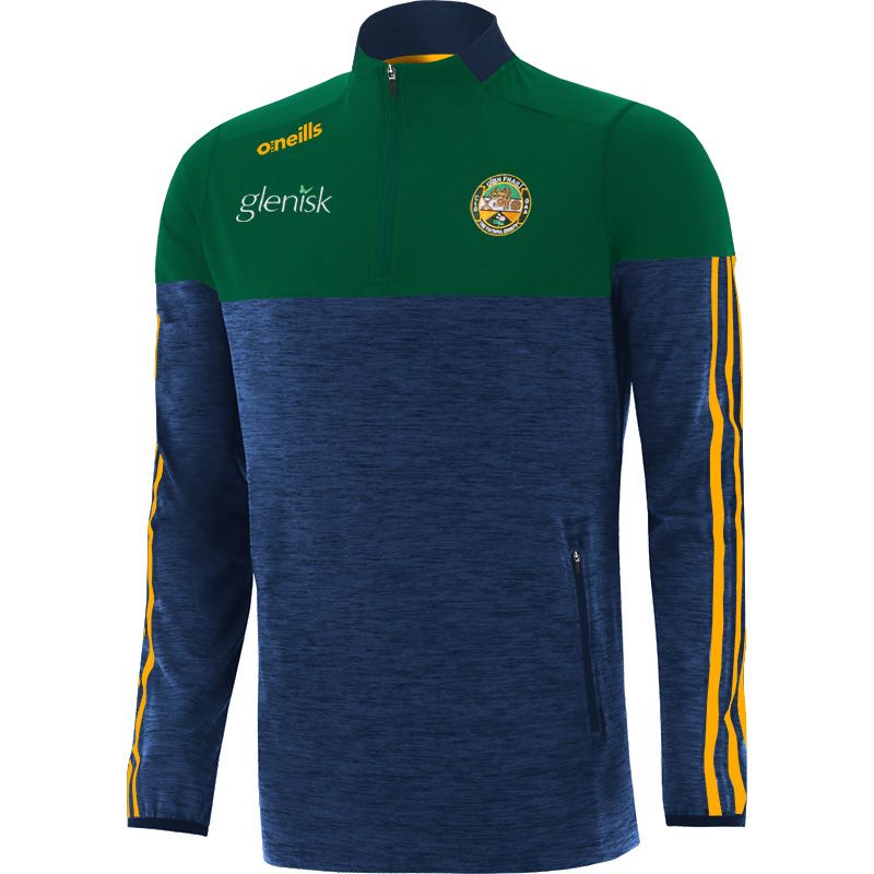 Green and navy Offaly Men's brushed half zip top with 3 amber stripes from O'Neills