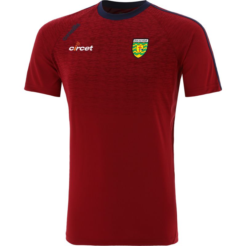 Red Men’s Ohio Donegal GAA t-shirt with stripe detail on sleeves and county crest by O’Neills.