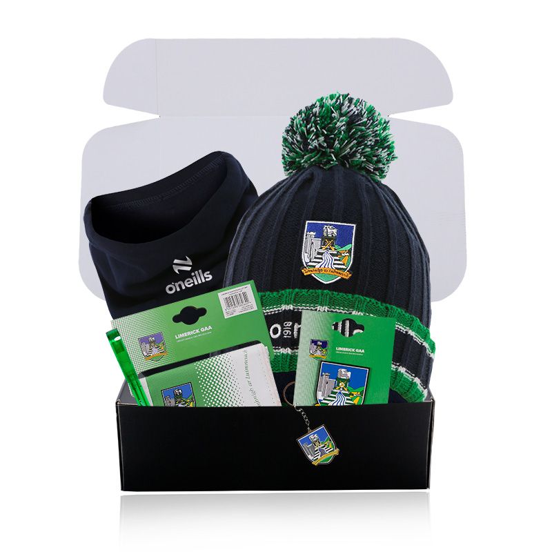 Limerick GAA Gift Box with Limerick accessories packaged in a gift box by O’Neills.