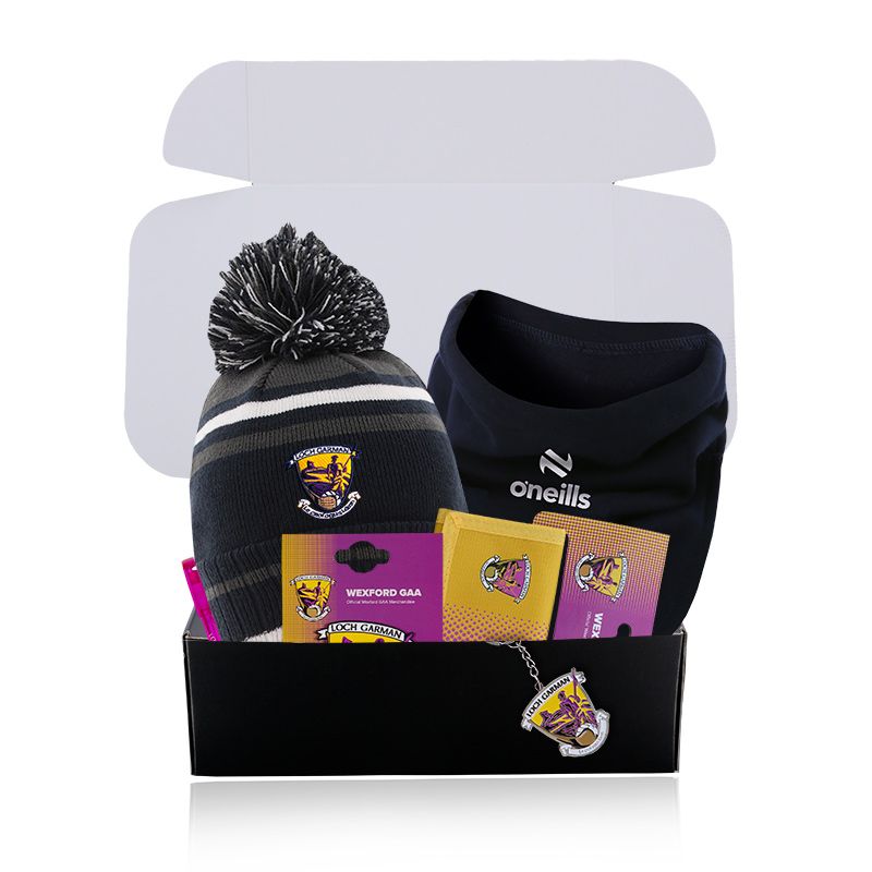 Wexford GAA Gift Box with Wexford accessories packaged in a gift box by O’Neills.