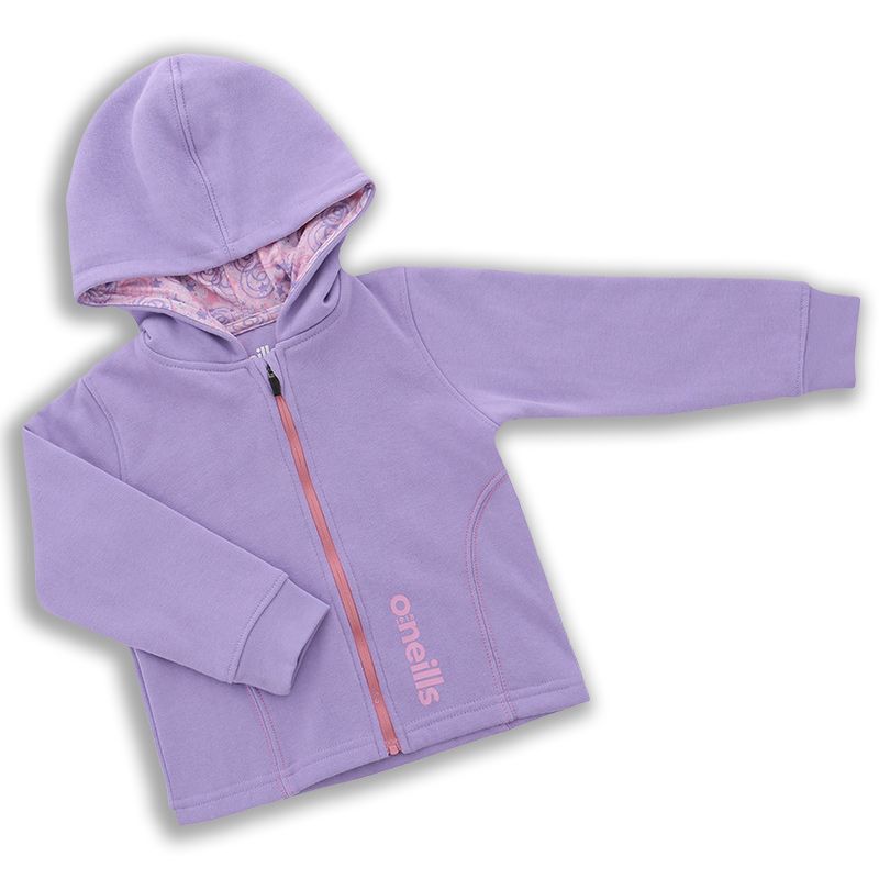 Orla purple Infant hoodie with full-zip closure and printed hood lining from O’Neills.