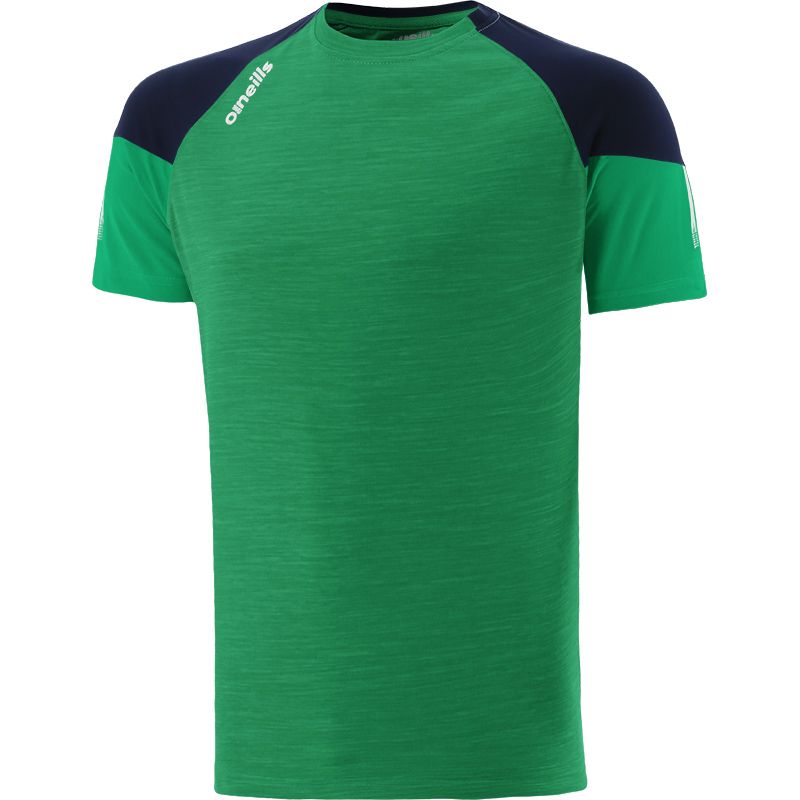 Green Kids t-shirt with crew neck and stripes on sleeves by O’Neills.