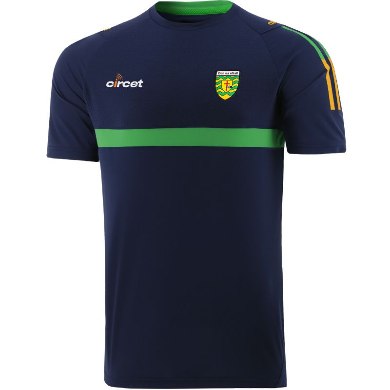 Kid's Marine Donegal GAA T-Shirt with County Crest and Stripe Detail on the Sleeves by O’Neills.