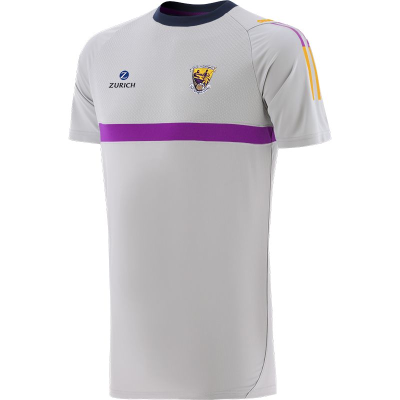 Men's Silver Wexford GAA T-Shirt with County Crest and Stripe Detail on the Sleeves by O’Neills.