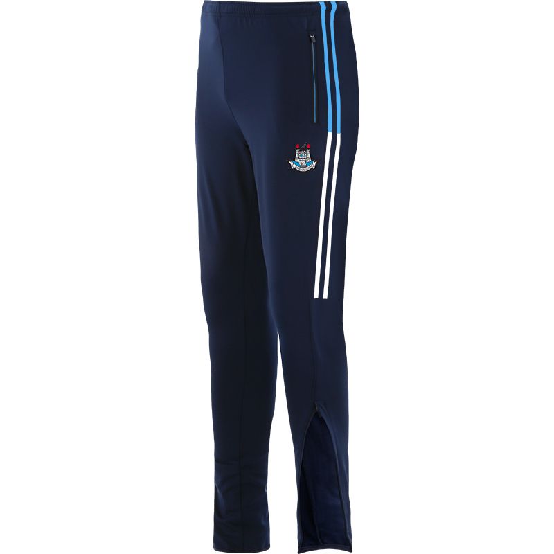 Marine Kid's Dublin GAA Peak Brushed Skinny Tracksuit Bottoms with the County Crest and Zip Pockets by O’Neills.