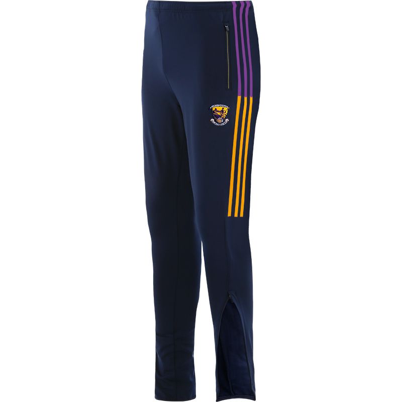 Kid's Marine Wexford GAA Peak Brushed Skinny Tracksuit Bottoms with the County Crest and Zip Pockets by O’Neills.