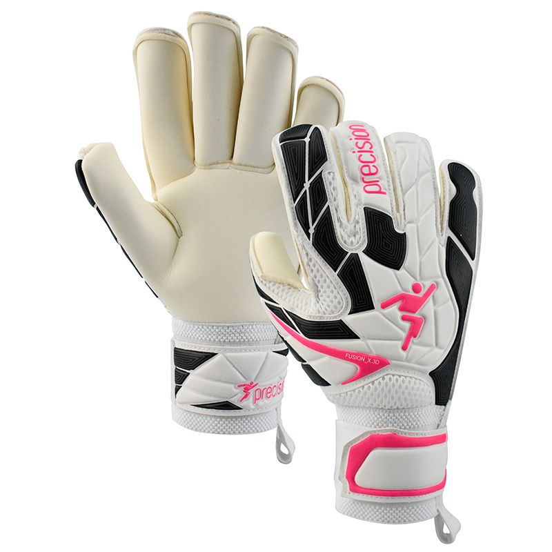 white, black and pink Precision women's gaelic gloves with a latex back hand from O'Neills