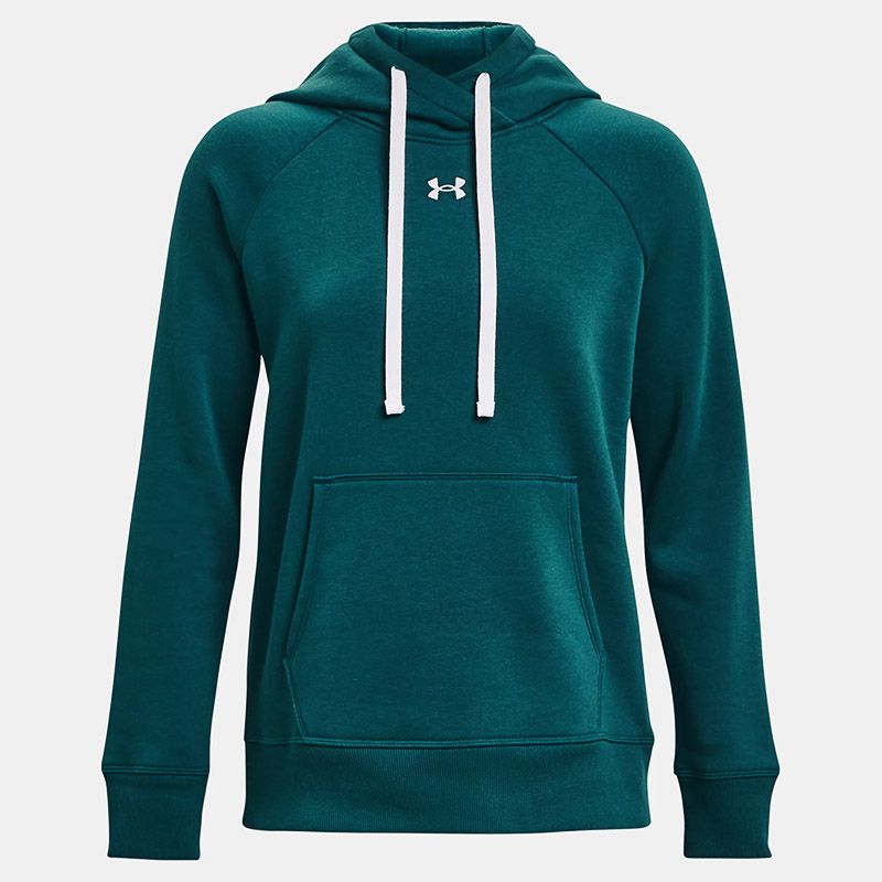 Green Under Armour Women's UA Rival Fleece HB Hoodie, with Front kangaroo pocket from O'Neills.