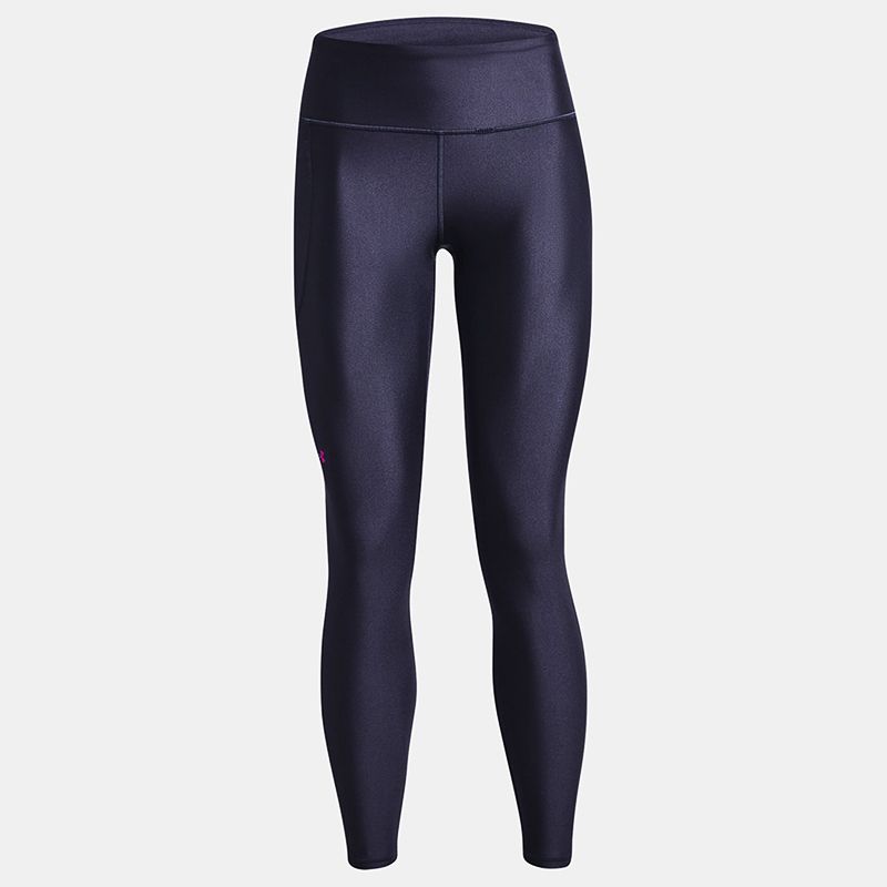 Navy Under Armour Women's HeatGear® Armour No-Slip Waistband Full-Length Leggings Tempered, with Side drop-in pocket from O'Neills.