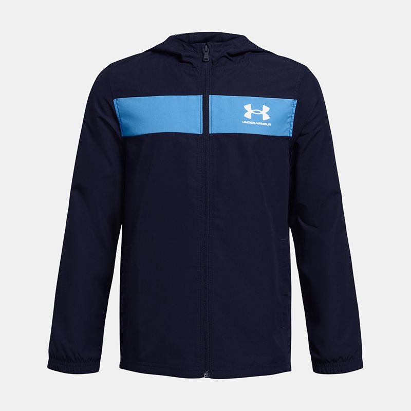 Navy and Blue Under Armour Sportstyle Windbreaker with open hand pockets from O'Neills.
