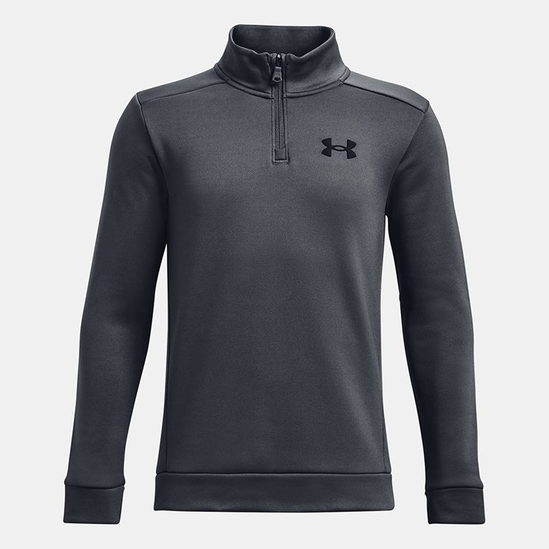 Grey Under Armour Kids' Armour Fleece® ¼ Zip Pitch, with Soft inner layer traps heat to keep you warm & comfortable from O'Neills.