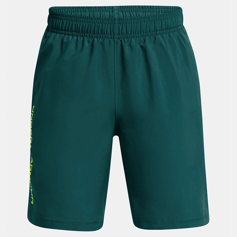 Teal Kids' Under Armour UA Woven Wordmark Shorts from O'Neills.