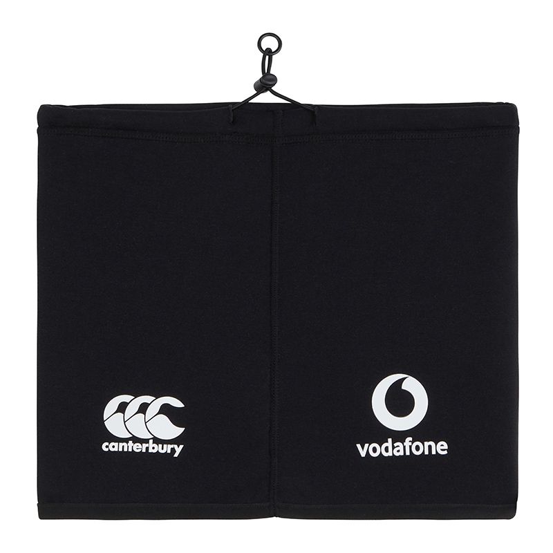 Black Canterbury Ireland Rugby snood with adjustable drawcod from O'Neills.