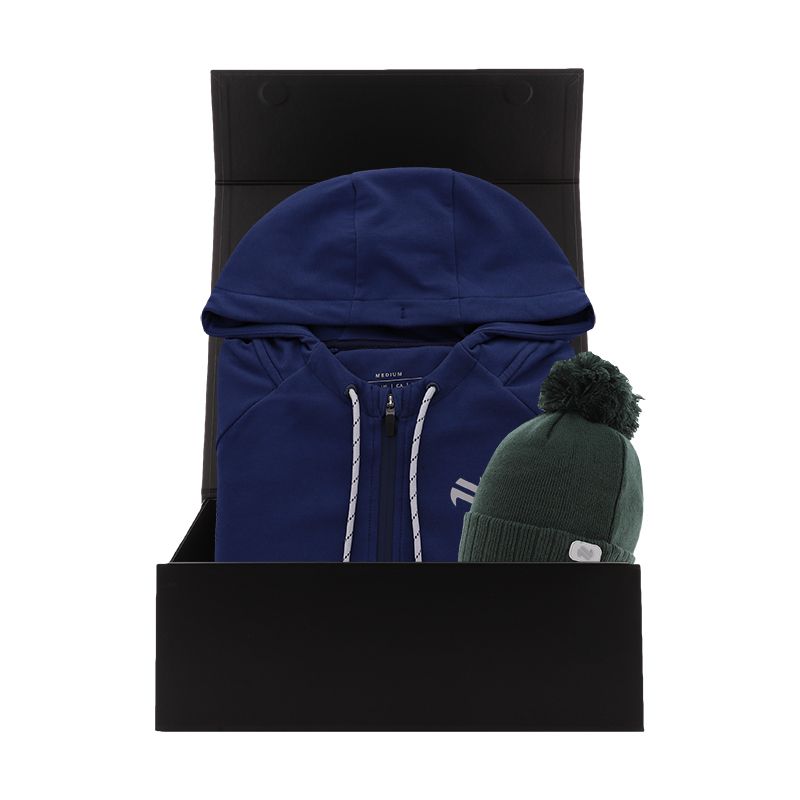 Men’s Winter Warmer Gift Box with a Marine Quantum Full Zip Hoodie and Green Arc Bobble hat packaged in a gift box by O’Neills.