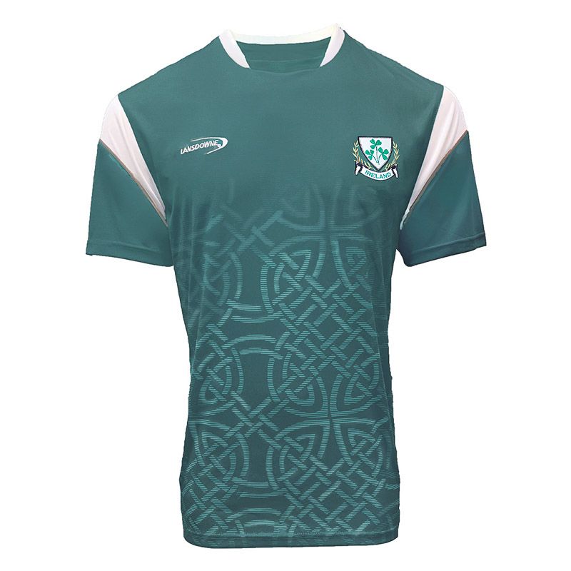 Bottle Green Lansdowne Men's Ireland Celtic Printed Performance T-Shirt with Subtle Celtic Sublimation print from O'Neill's.