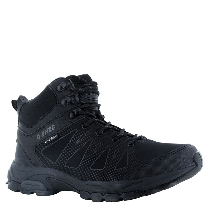 black and charcoal Hi-Tech men's outdoor shoes. lightweight, durable and waterproof from O'Neills