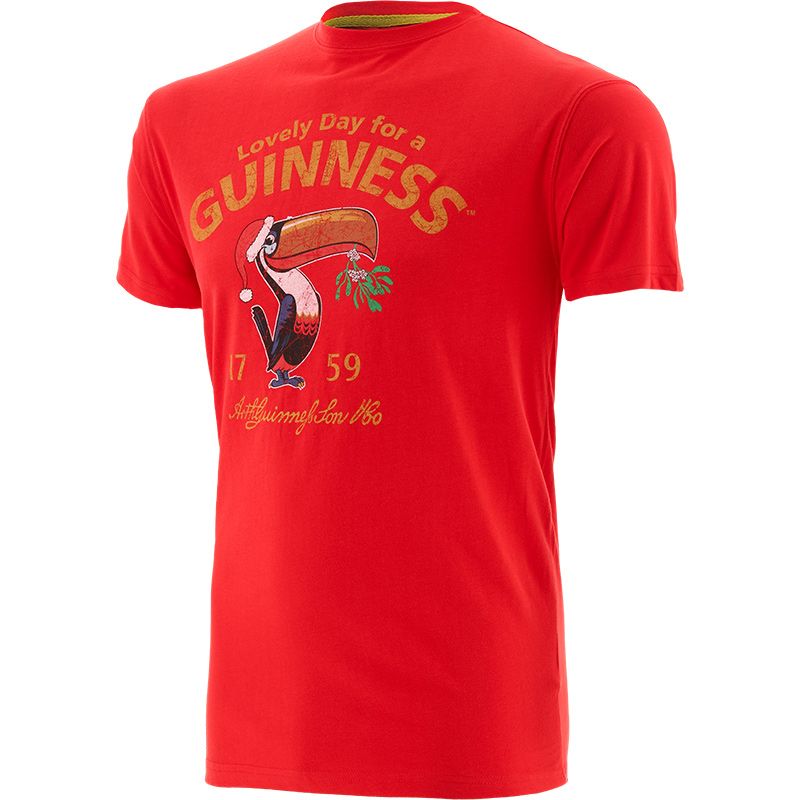 Red Guinness Men's Lovely Day For A Guinness T-Shirt, which features the famous toucan from O'Neill's.